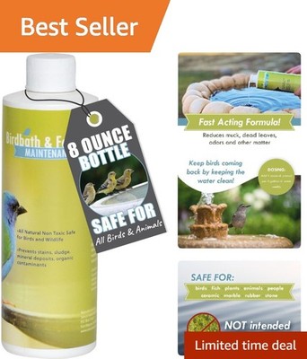 Bird Bath Fountain Cleaner 8oz Enzyme Formula Keeps Water Clear
