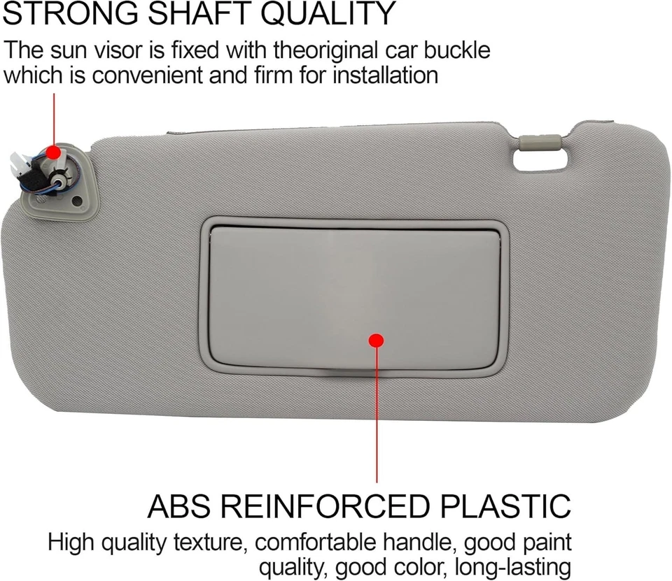 Parasol del lado izquierdo del conductor con luz para Nissan Murano 2009-2014 gris Foto 4 de 4