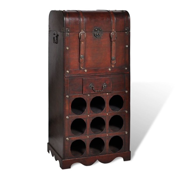 Weinregal Holz-Flaschenregal FüR 9 Flaschen Weinschrank Mit Aufbewahrungstruhe-image