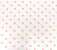 Cotton Flannel Fabric White Pink Polka Dots 44" x 3 Yards Vintage