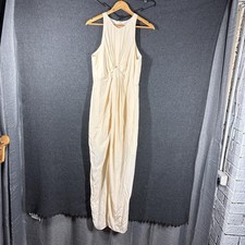 Zimmermann Maxi Dress Womens 2 White Silk Satin Pleated Front Formal Summer