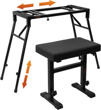 Collapsible Piano Keyboard Stand Bench Set, Portable Digital Piano Stand for 5
