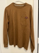 Wrangler Workwear Medium Men s Shirt Long Sleeve Pullover Logo Brown