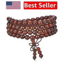 Handmade 108 Mala Beads Bracelet - Luxurious Blood Sandalwood Meditation Piece