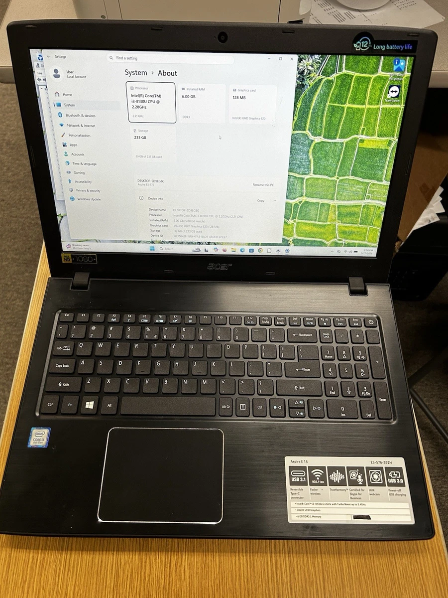 Acer Aspire E 15 Intel Core i3 8th Gen. PC Laptops & Netbooks for