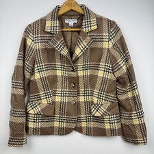 Pendleton Petite Brown Plaid 100 Virgin Wool Blazer Jacket Size 8P Vintage Look