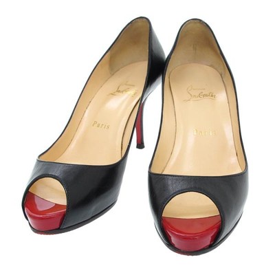 Escarpins à talons aiguilles soldes Christian Louboutin noirs bout ouvert 37,5 occasion authentique