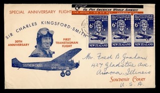 DR WHO 1958 NEW ZEALAND FDC? TASMAN FIRST FLIGHT ANIV PAA AIRMAIL TO USA R80709