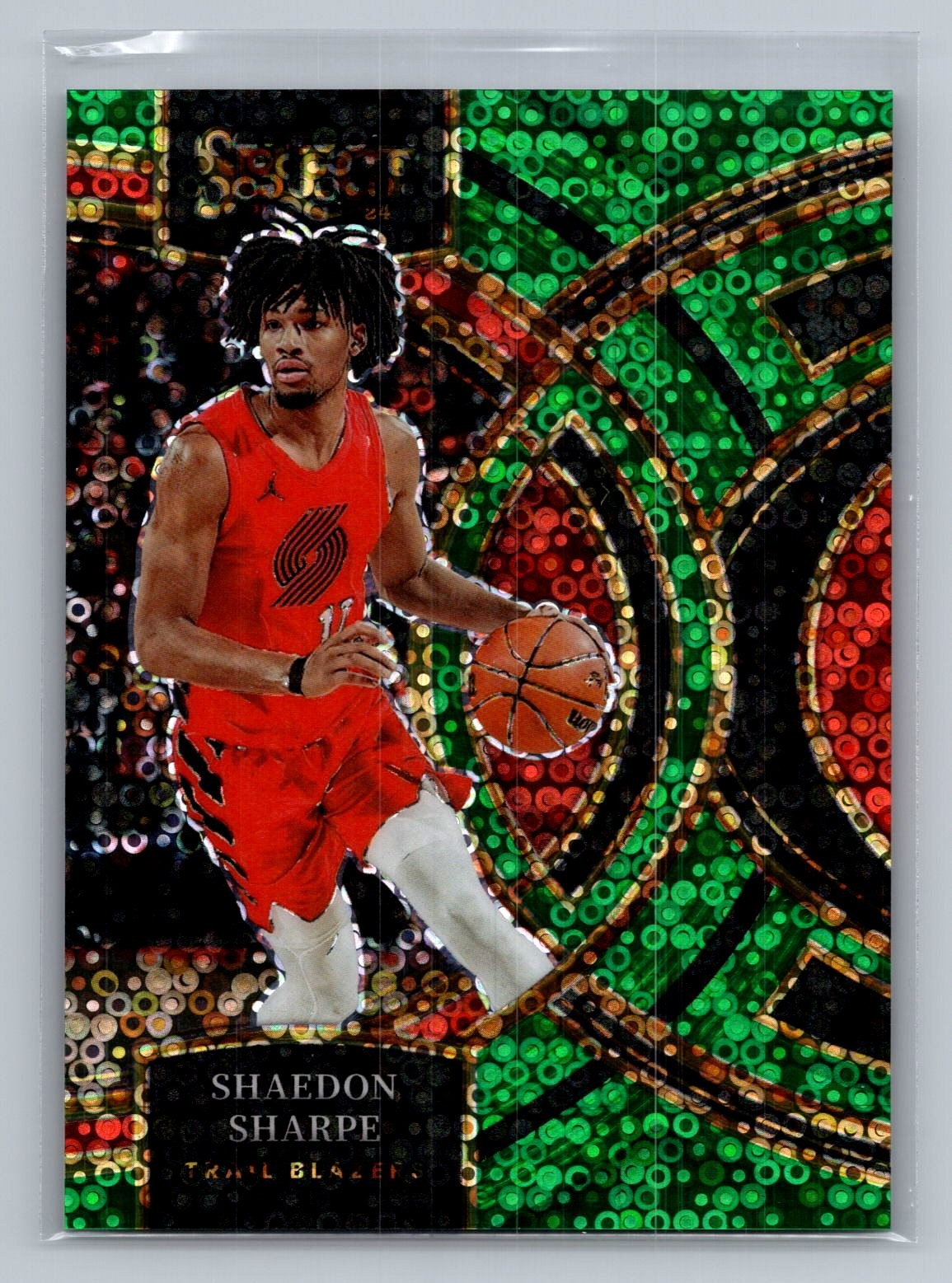 Shaedon Sharpe 2023-24 Panini Select #186 Green Disco Prizms #/5 Premier