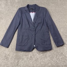 Talbots Aberdeen Blazer Women Size 10 Navy Blue Knit Two Button Lined Careerwear