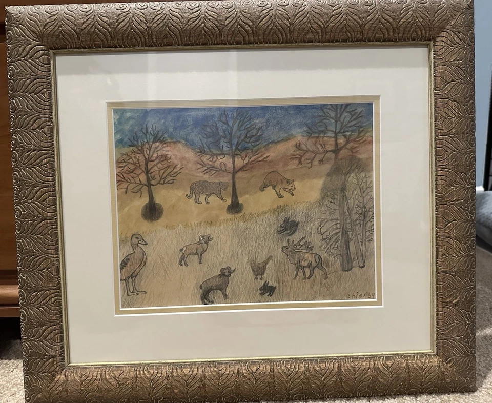 Philip LeRoy Willey “Chief” (LA, 1887-1980), dibujo a lápiz/acuarela de colores Foto 2 de 4