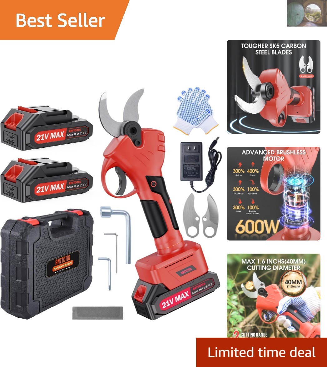 Advanced Electric Pruning Shears 1.6 Inch Cut Dual Battery Red