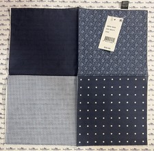 Men  s Solid Navy Floral Pocket Square Silk Cotton Blend Handmade NWT MSRP 35