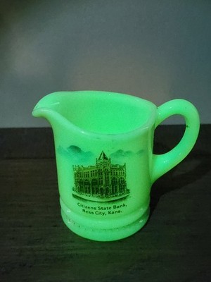 Antique Custard Glass Creamer Souvenir of Citizens State Bank Ness City, KANSAS 