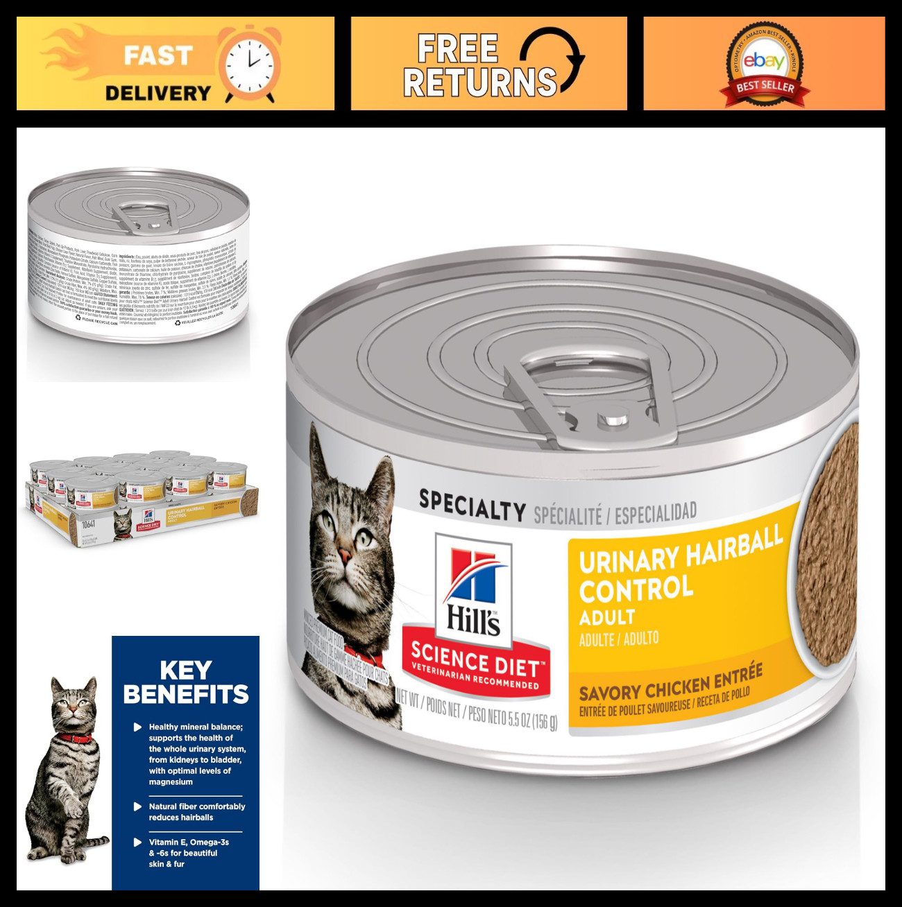 Urinary Tract Health & Hairball Control Wet Cat Food, Chicke
