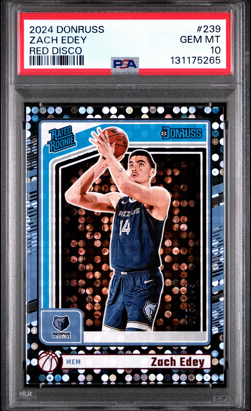 2024 PANINI DONRUSS RED DISCO #239 ZACH EDEY 75/149 PSA 10