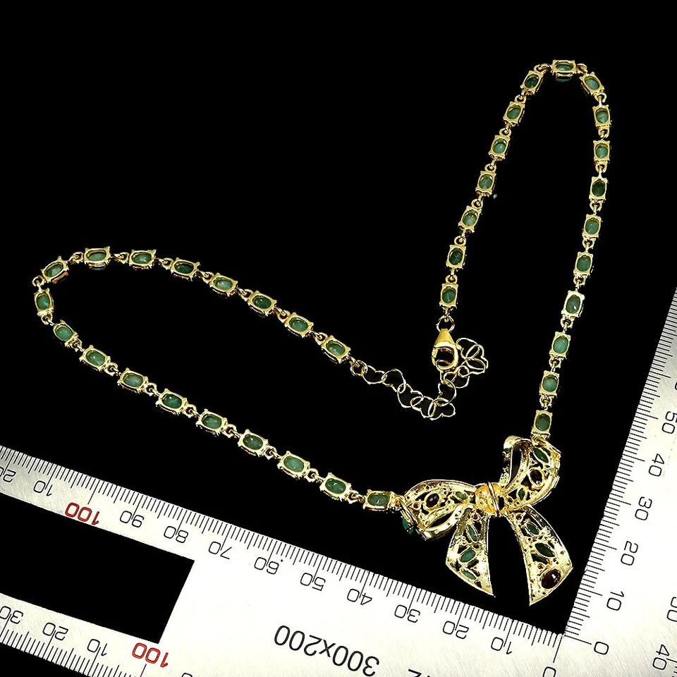 925 Argento Sterling Collana Ovale Rubino 6x4mm Gemma Smeraldo Gioielli 41.9cm - Immagine 3 di 4