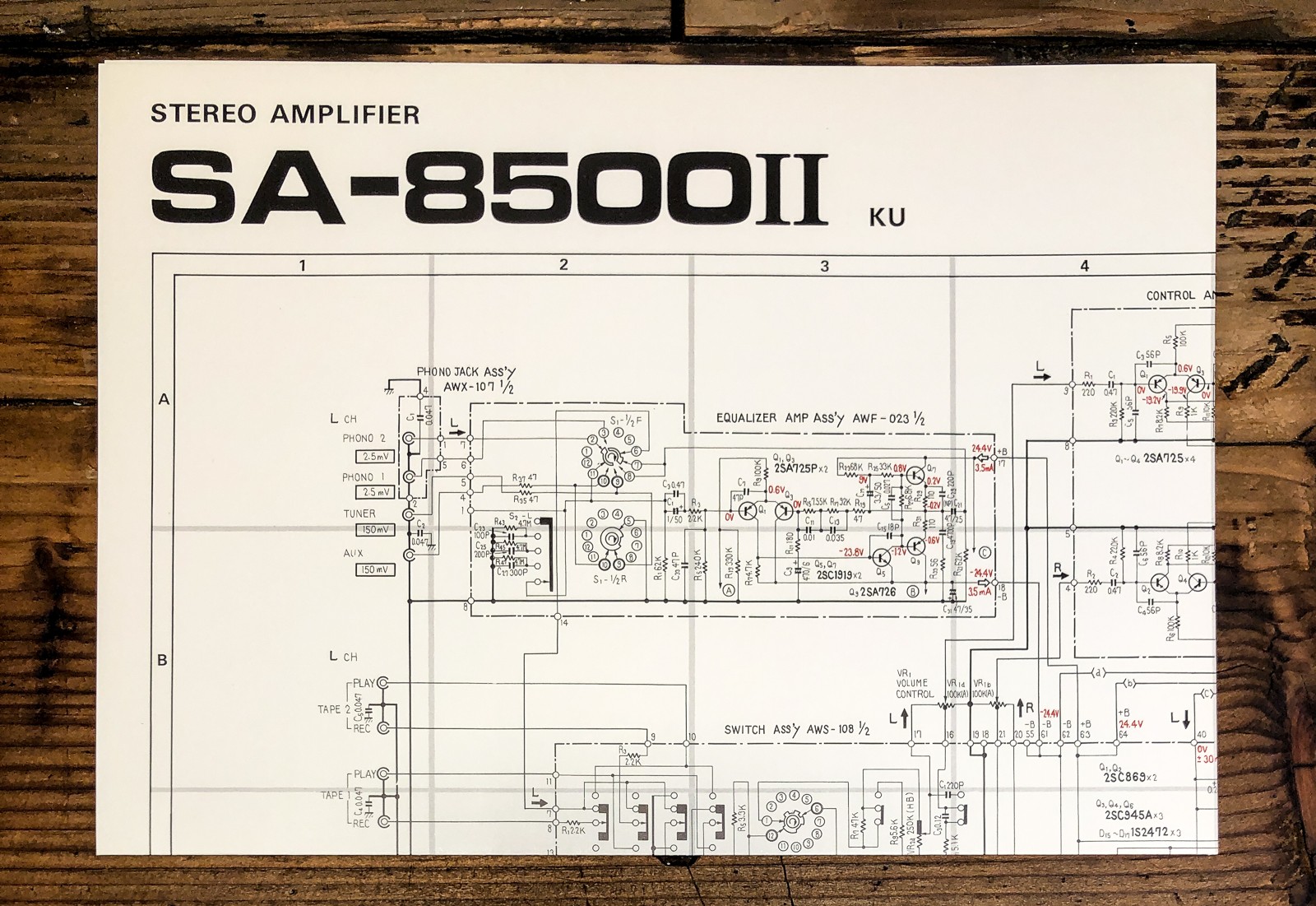 Pioneer SA-8500 MK2 Amplifier Fold Out Schematic *Original*