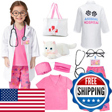Latocos 10pcs Kids Veterinarian Costume Toddler Doctor Vet Kit Play Set Cat Coat