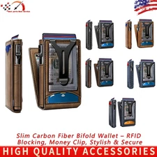 Slim Carbon Fiber Bifold Wallet – RFID Blocking, Money Clip, Stylish & Secure