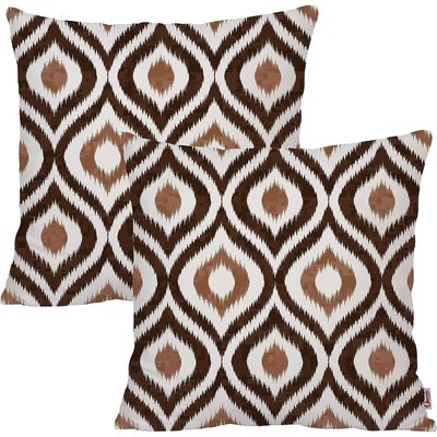 2pc Queenie Throw Pillow Covers 18x18 Brown Ogee Boho Modern Accent Pillows