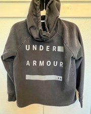 Under Armour Cowl Neck Hoodie Women Size S Black Fleece Lined Loose Fit