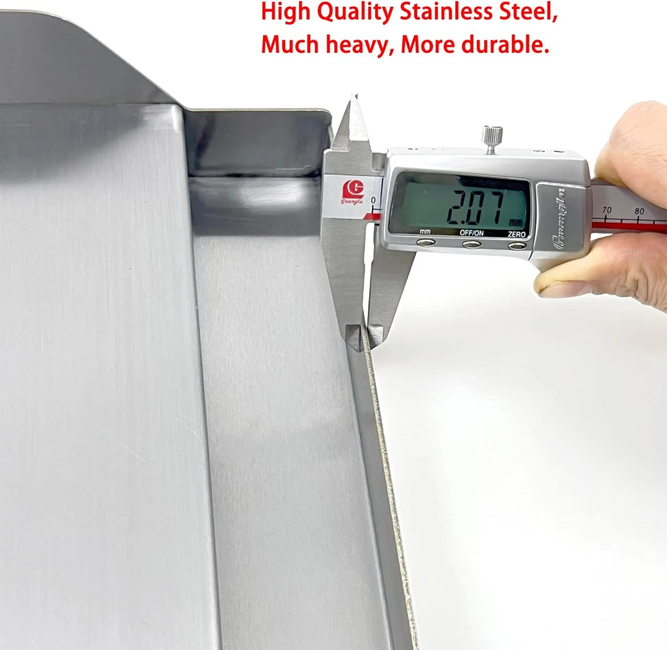 DS126 18”x12.5” chapa de aço inoxidável topo plano para churrasqueira a gás, panelas para churrasco com alças - Imagem 4 de 4