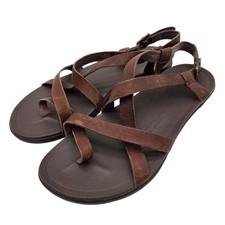 Olukai Upena Women's Size 8 Slingback Brown Leather Sandals Strappy Toe Ring