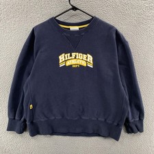 VINTAGE Tommy Hilfiger Sweatshirt Mens XL Blue Crewneck Fleece Heavy Cotton 90s