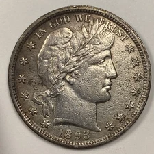 1893 Barber Half .50. EF Details. Porous. 