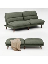 Convertible Futon Sofa Bed 2-Seater Corduroy Upholstered Adjustable Couch