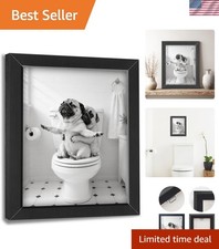 Playful Pug Dog Canvas Print - Elegant Funny Bathroom Wall Art, 8x10 Framed