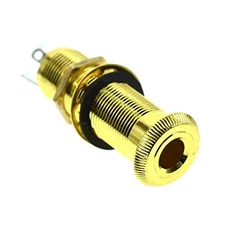  6.35mm Brass Mono Guitar Bass Barrel Jack Socket Cylinder Input Output Gold