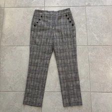 Veronica Beard Friedman Blue Multi Plaid Button Pocket Cropped Pant $395 Size 4