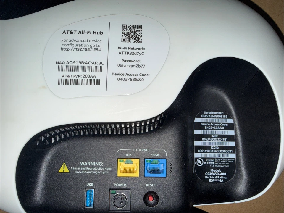 AT&T All-Fi Hub Internet Air Modelo CGW450-400  Foto 4 de 4