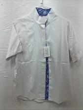 New Women’s Royal Highness White Designed Short Sleeve English Shirt 40 DD-34