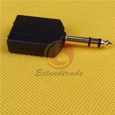 1PCS 1/4" 6.35mm stereo male plug to 2 6.35mm stereo female jack adapter NEW LH