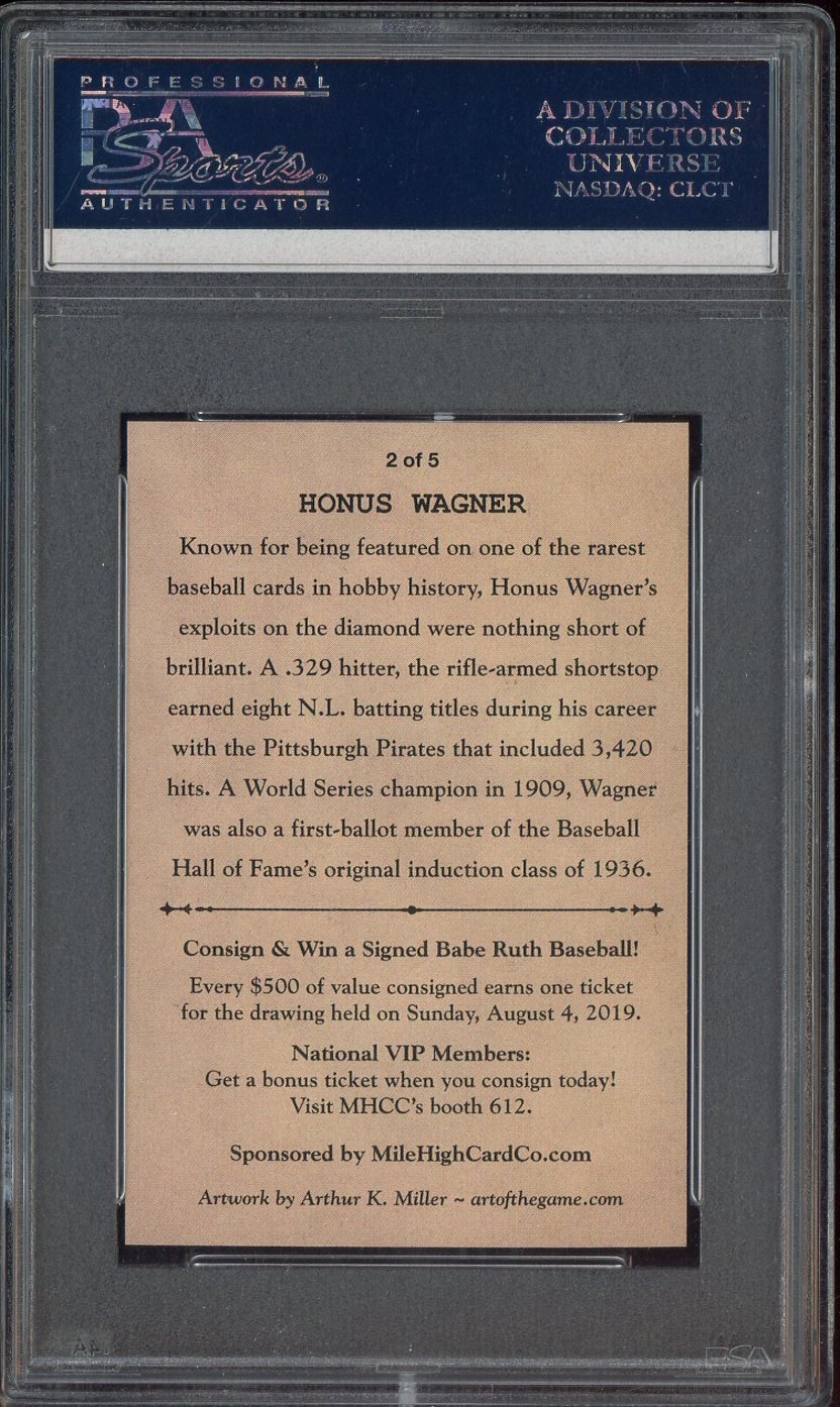 2019 NSCC Promo Honus Wagner HOF Fantasy Card 837 of 1000 PSA SLABBED view 2