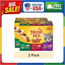 2 Pack Meow Mix Tenders in Sauce Wet Cat Food Poultry Beef 2.75oz 24ct 48 Total