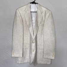 Vtg Haggar Men's 44 Reg Cream Tweed Coarse Weave 2 Button Blazer Made in USA
