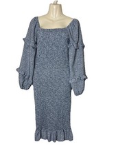 Pretty Garden Bodycon Dress Ruffled-Sleeves and Hem  Bohemian Stretch Size Med.