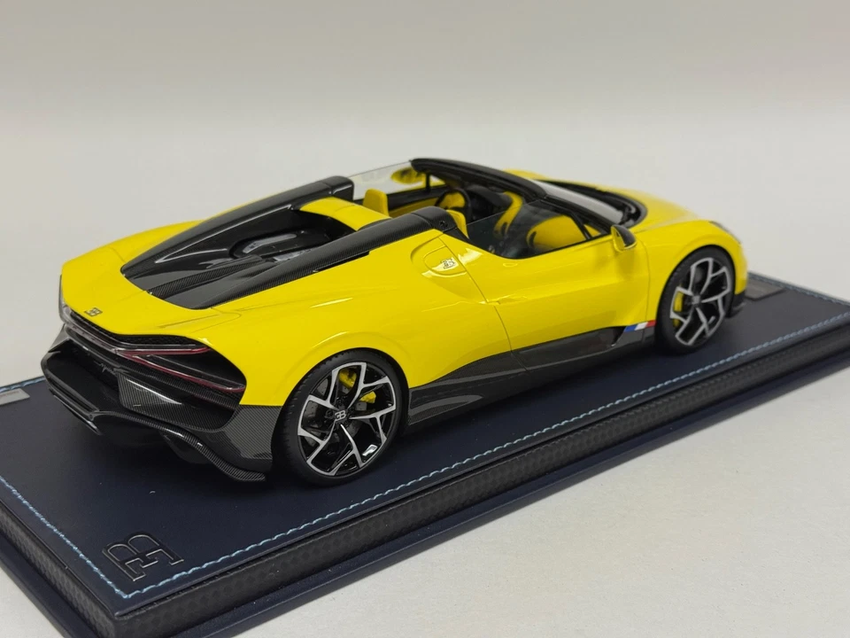 1/18 MR Collection Bugatti W16 Mistral in Yellow on leather base BUG015B - Image 3 of 4