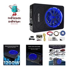 Ultra Slim 1200W Under Seat Subwoofer with Bluetooth  Remote Control for Cars
