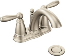 Moen 6610BN Brantford Two-Handle Low-Arc Centerset Bathroom in Brushed Nickel