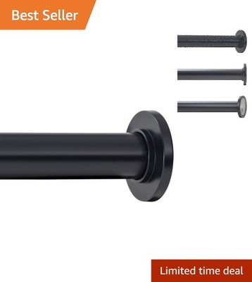 Versatile Black Tension Curtain Bar for Bathrooms and Windows