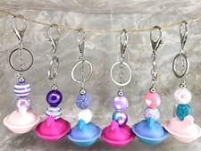 Handcrafted Colorful Hen on a Nest Keychain Mixed Colors