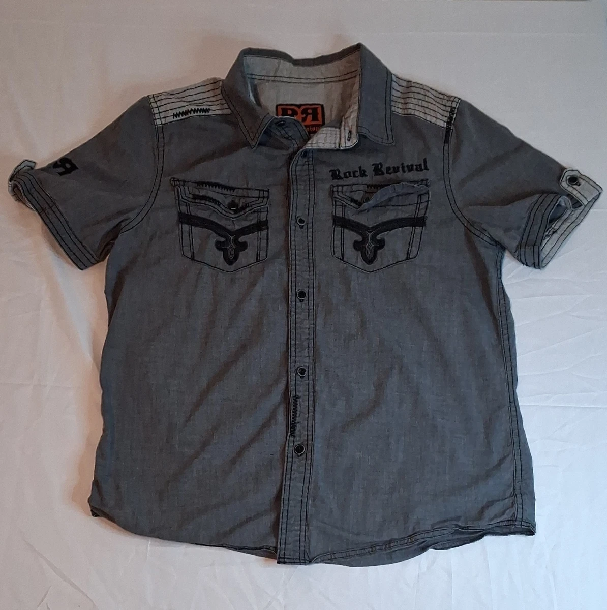 rock revival dress shirt Rock Revival Button-Up Casual Button-Down Shirts for Men for sale