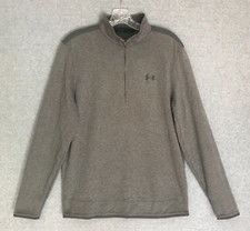 Under Armour Sweater Mens Medium 1/4 Zip Gray ColdGear Loose Pullover Mock Neck
