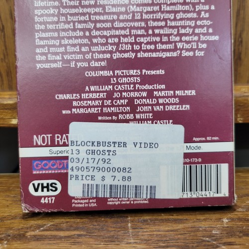 13 Ghosts 1998 VHS Vintage Horror Classic, William Castle - Picture 6 of 6