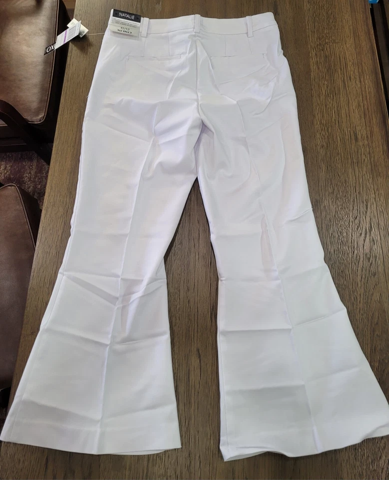 XOXO Natalie Short Light White Linen Blend Flare Leg Pant NWT Size 11/12 - Image 2 of 4